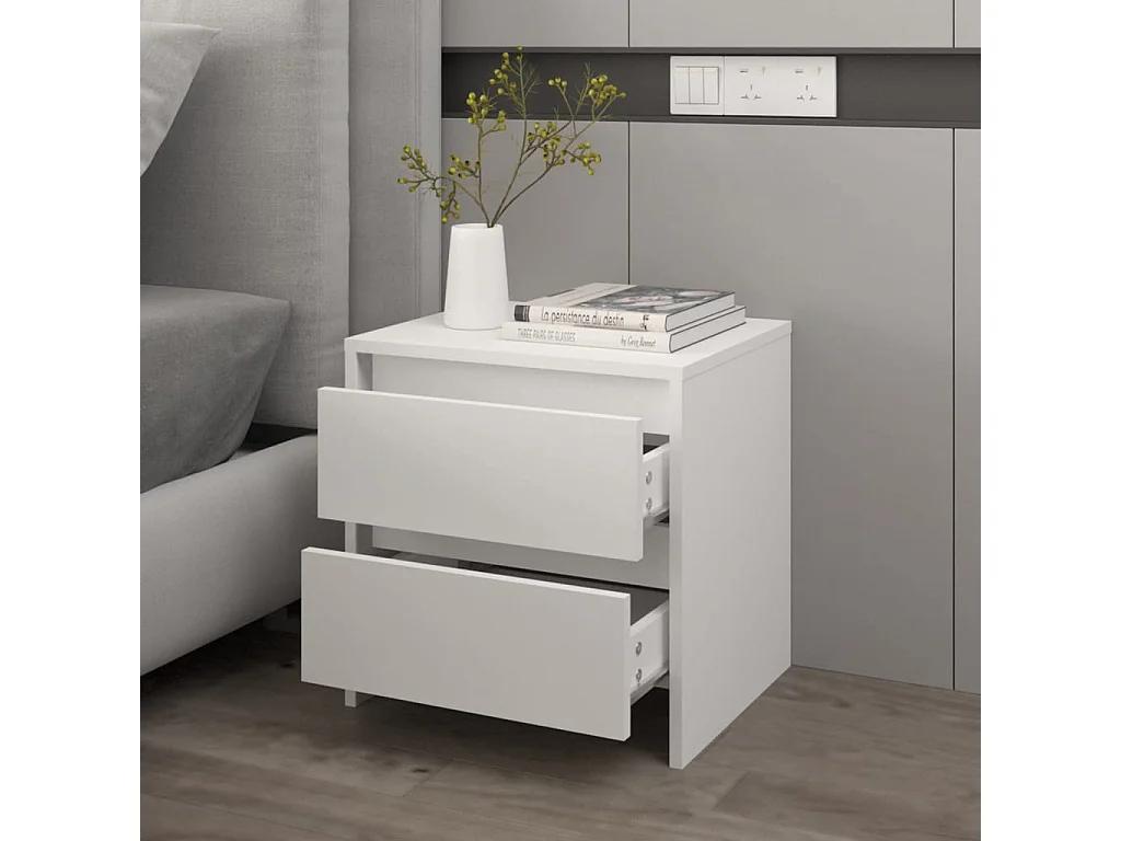 Robert  Table de chevet blanc 45x34,5x44,5 cm bois d’ingénierie