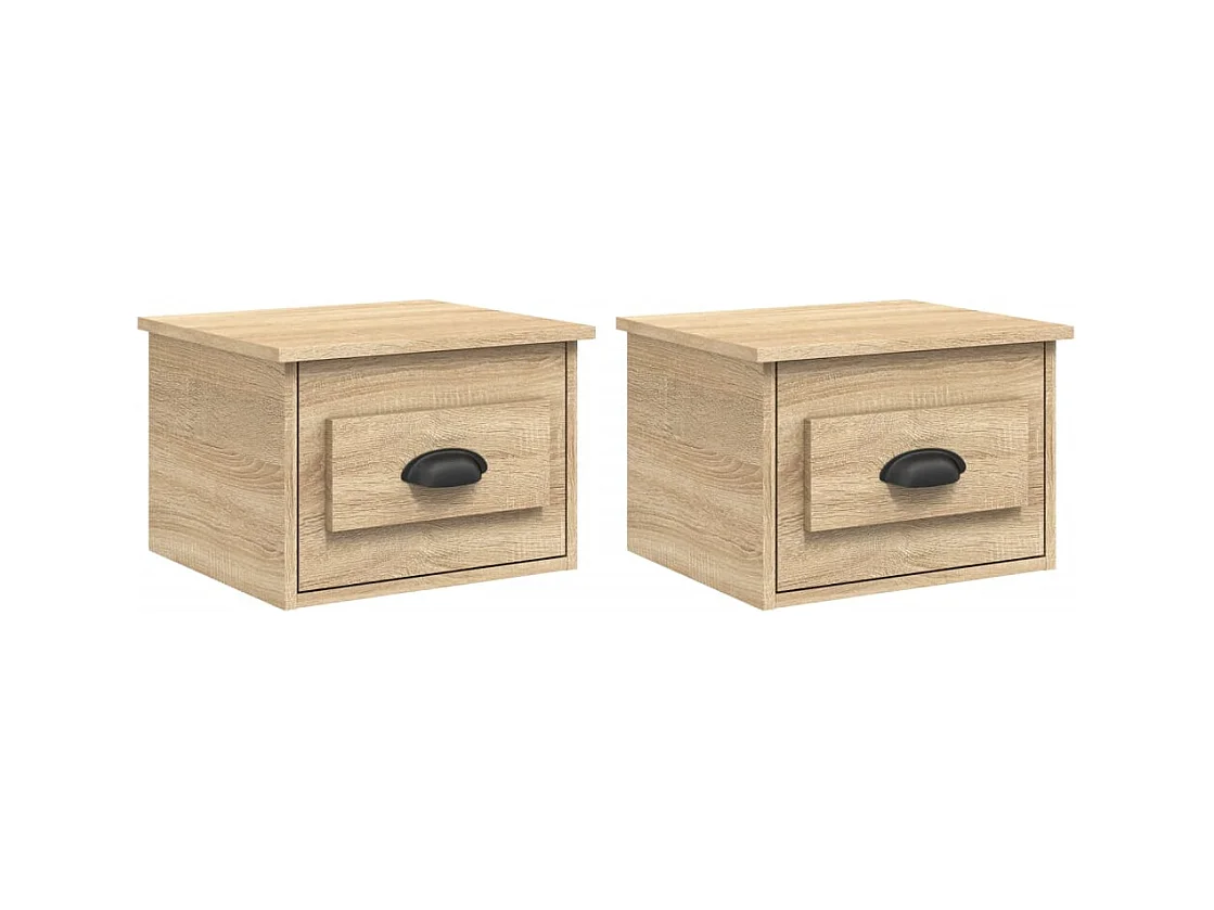 Boven-Leeuwen  Tables de chevet murales 2 pcs chêne sonoma 41,5x36x28 cm