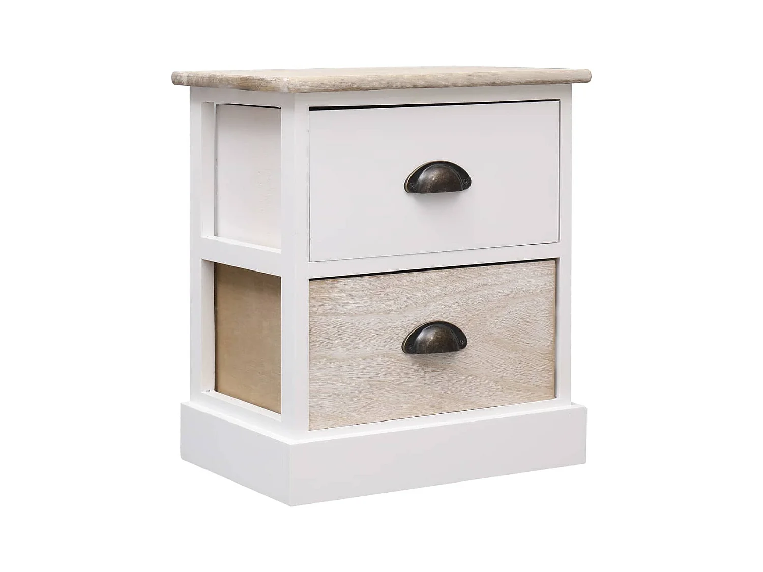 Rosolini  2 pcs Tables de chevet Blanc et l 38x28x45 cm Paulownia