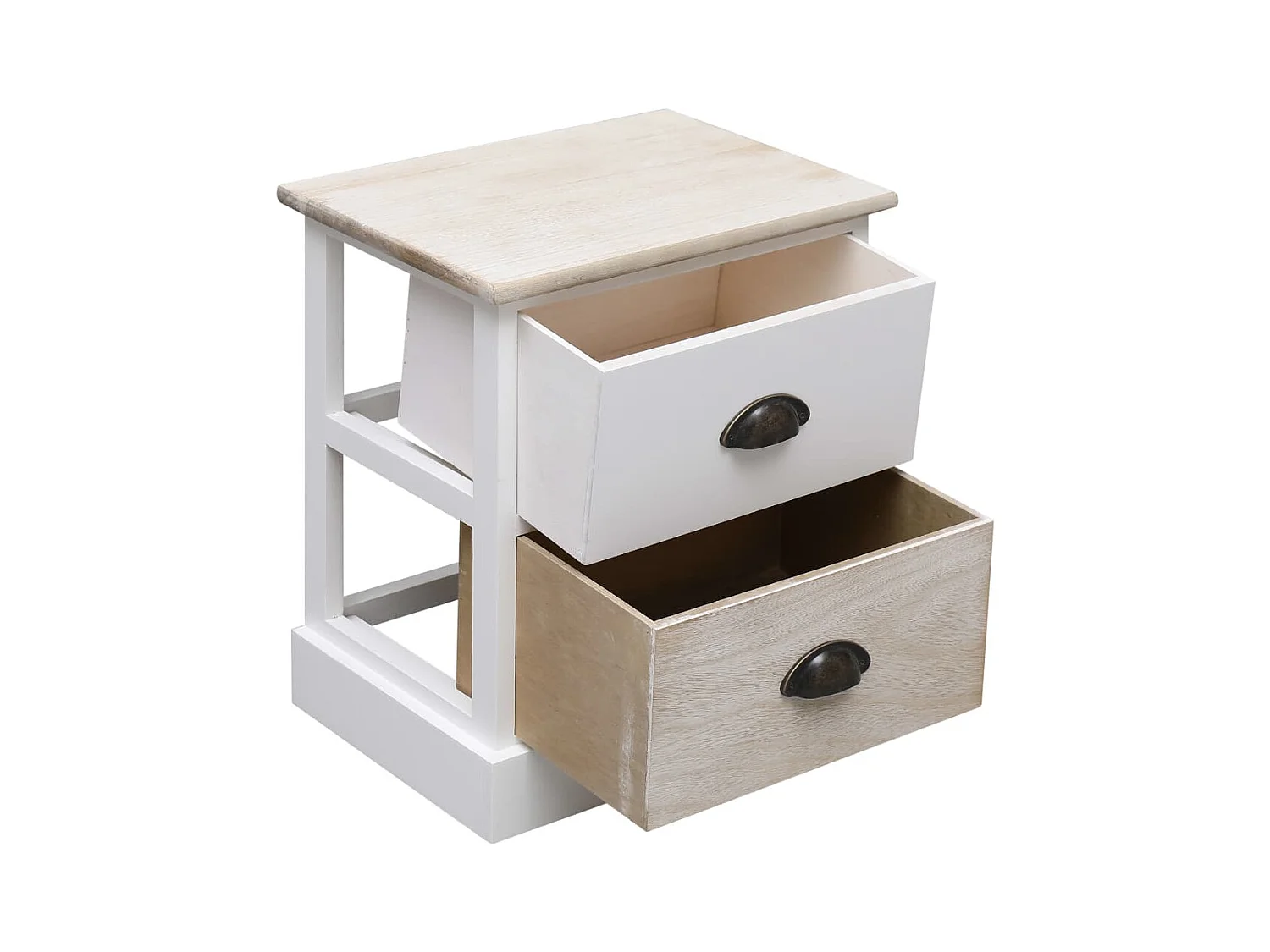 Rosolini  2 pcs Tables de chevet Blanc et l 38x28x45 cm Paulownia