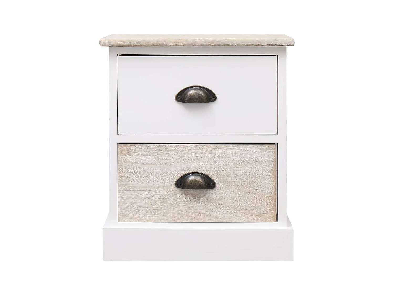 Rosolini  2 pcs Tables de chevet Blanc et l 38x28x45 cm Paulownia