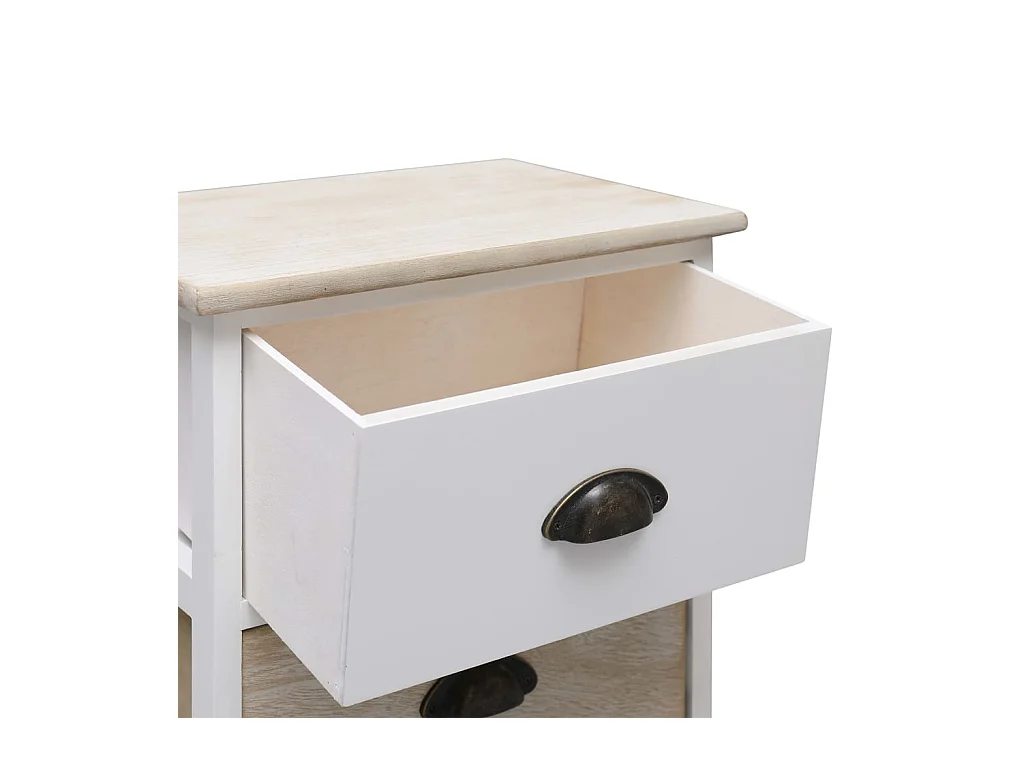 Rosolini  2 pcs Tables de chevet Blanc et l 38x28x45 cm Paulownia