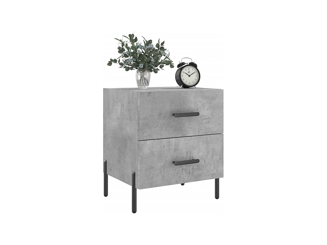Mikael  Tables de chevet 2pcs gris béton 40x35x47,5cm bois d’ingénierie
