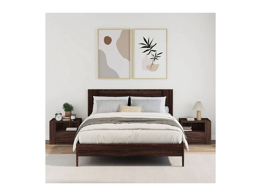 Sun City Center  Tables de chevet murales 2 pcs chêne marron 45x30x35 cm