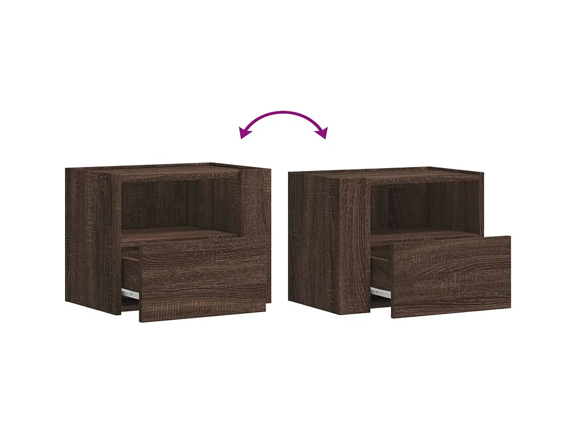 Sun City Center  Tables de chevet murales 2 pcs chêne marron 45x30x35 cm