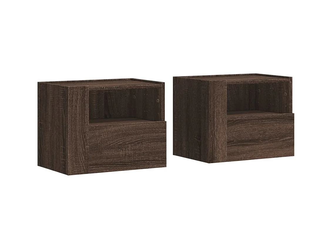 Sun City Center  Tables de chevet murales 2 pcs chêne marron 45x30x35 cm