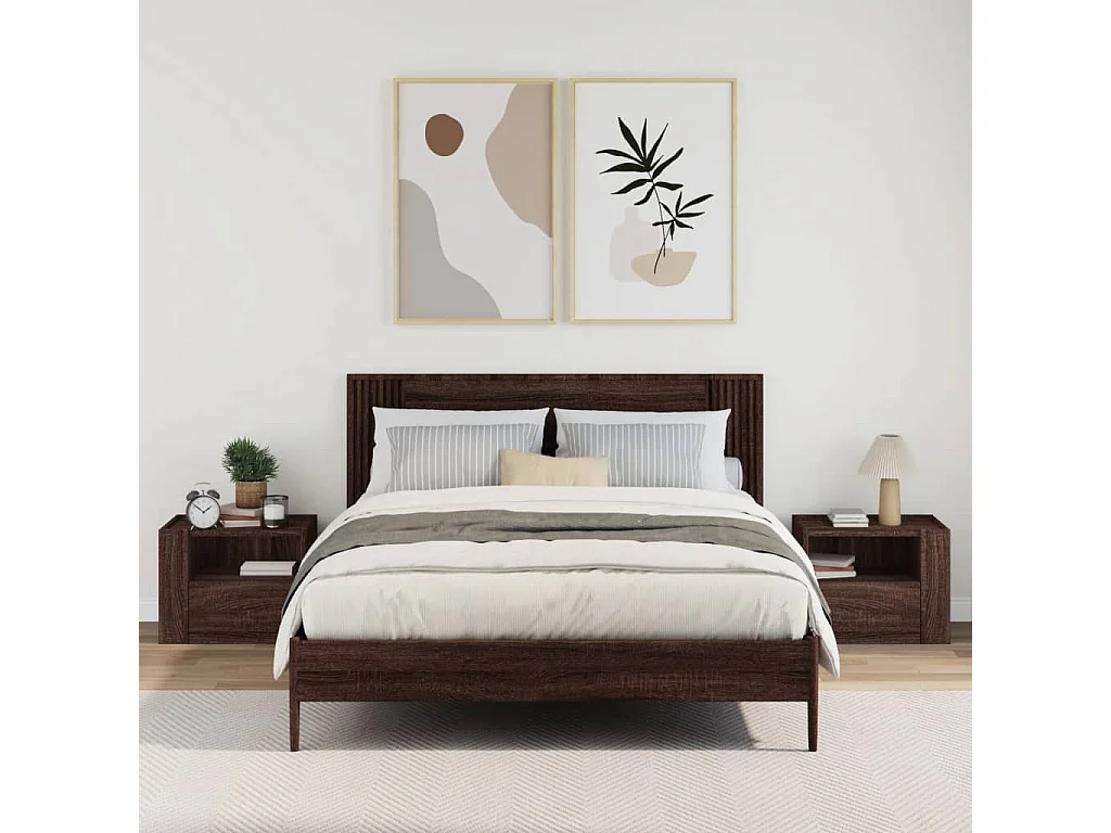 Sun City Center  Tables de chevet murales 2 pcs chêne marron 45x30x35 cm