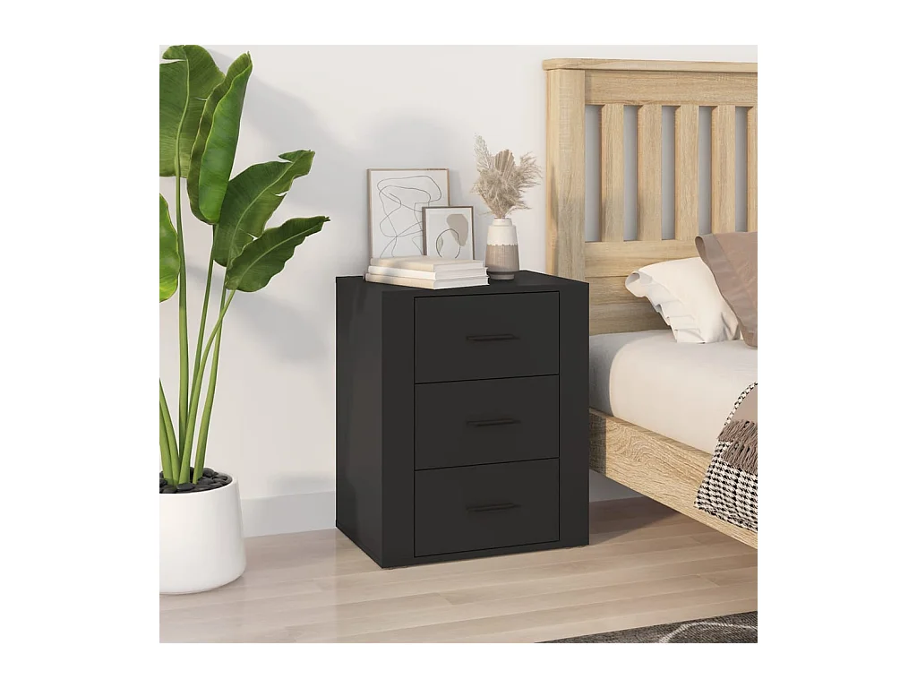 Claudio  Table de chevet Noir 50x36x60 cm Bois d’ingénierie