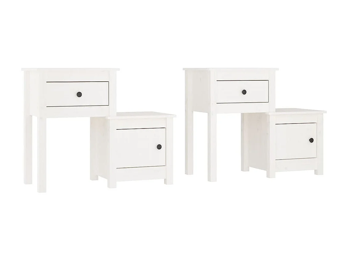 Bailey  Tables de chevet 2 pcs Blanc 79,5x38x65,5 cm Bois de pin massif