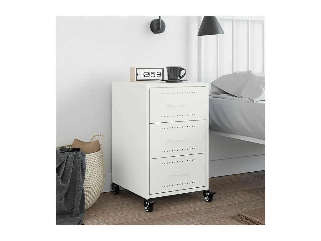 Elandir  Table de chevet blanc 36x39x59 cm acier