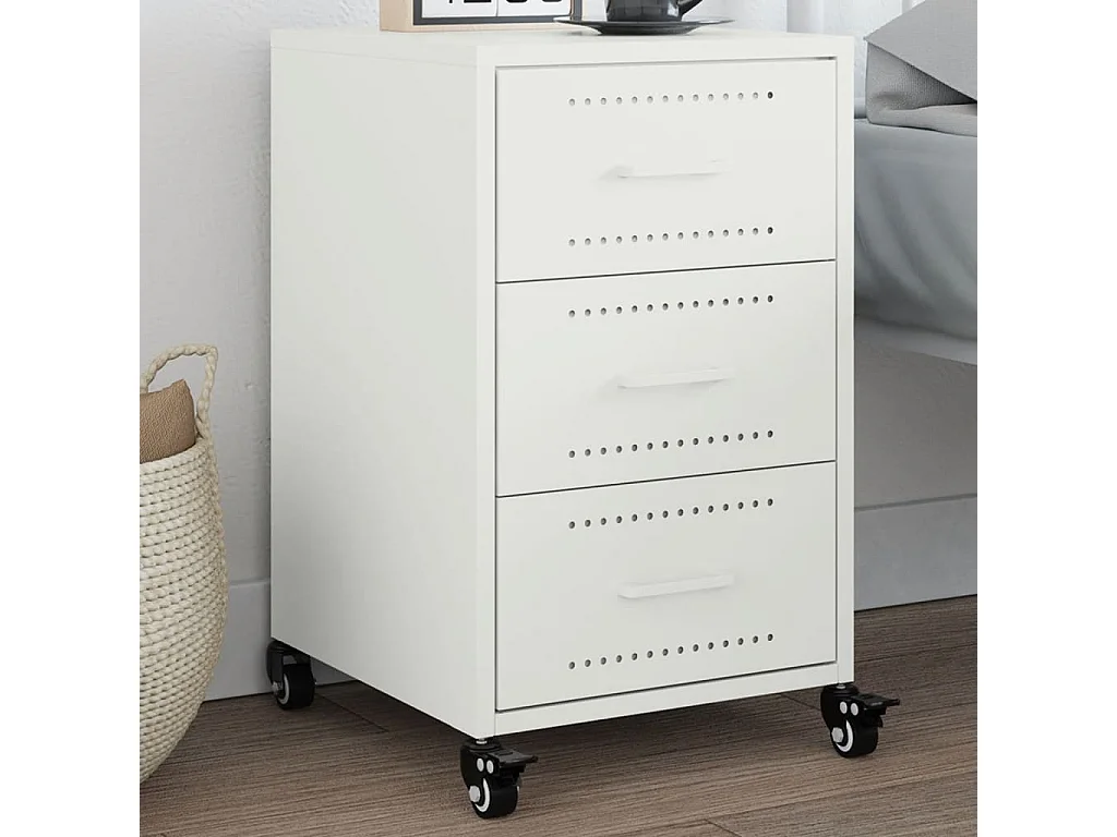 Elandir  Table de chevet blanc 36x39x59 cm acier