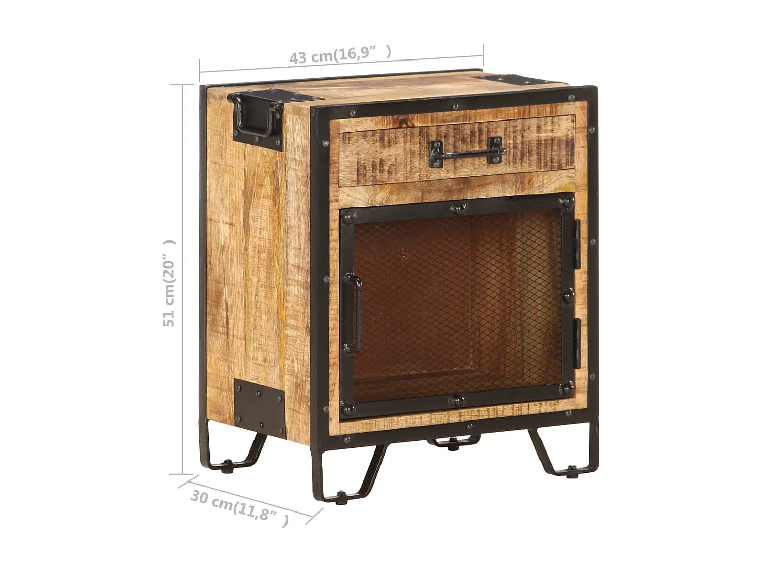 Garden Furniture -  Table de chevet 43x30x51 cm Bois de manguier massif brut