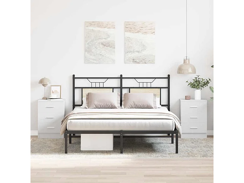 Drumraney  Mesitas de noche 2 uds madera contrachapada blanco 38x35x56 cm