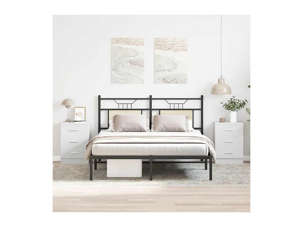 Drumraney  Tables de chevet 2 pcs Blanc 38x35x56 cm Bois d'ingénierie