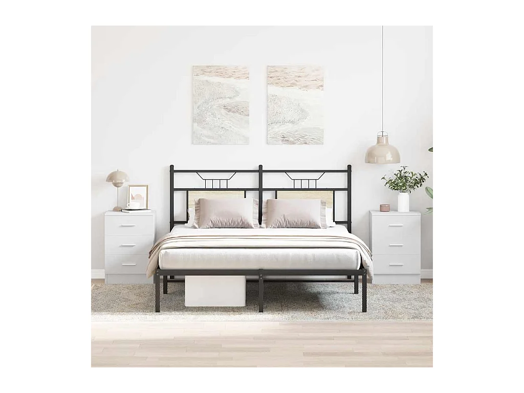 Drumraney  Tables de chevet 2 pcs Blanc 38x35x56 cm Bois d'ingénierie