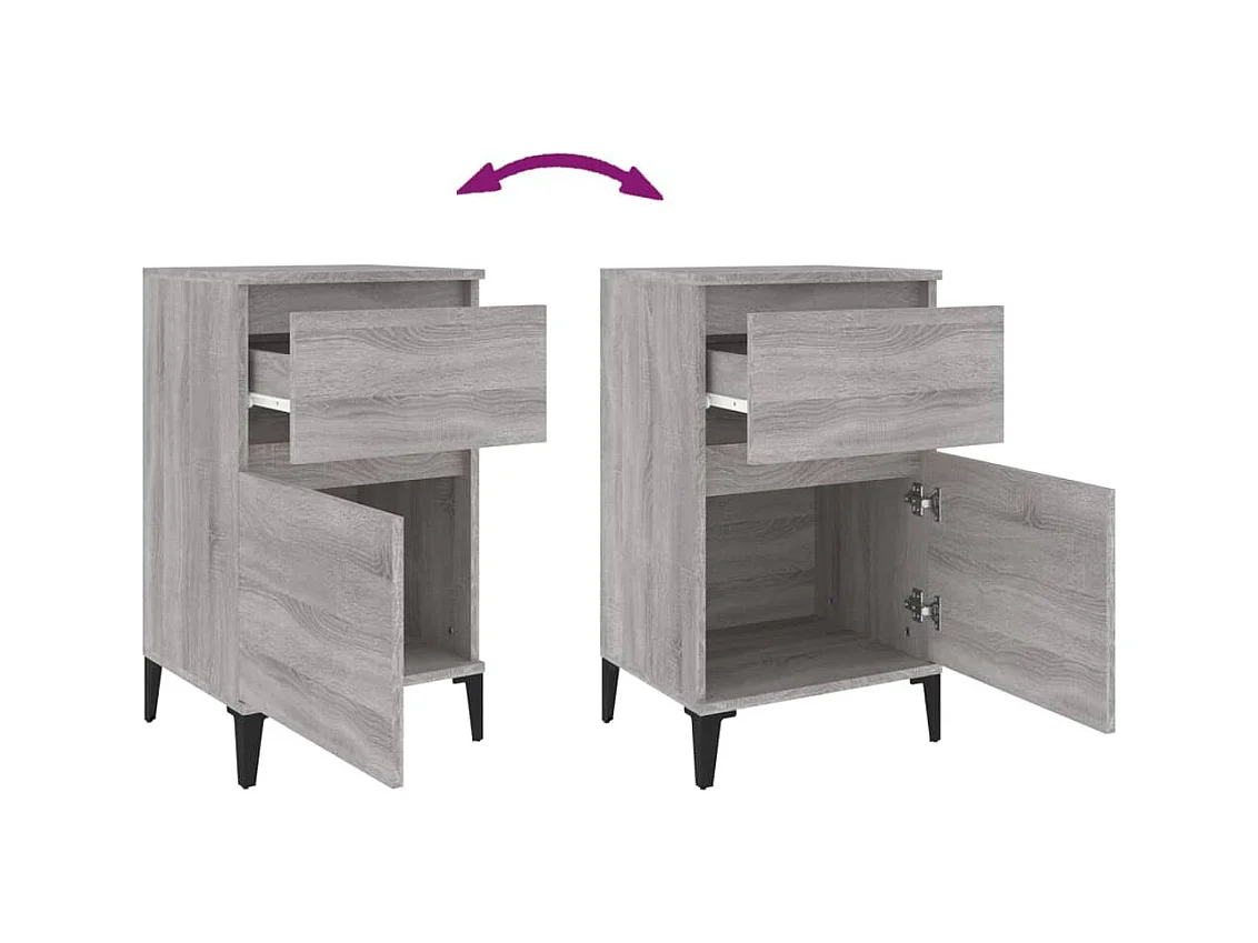 Amite  Tables de chevet 2 pcs sonoma gris 40x35x70 cm