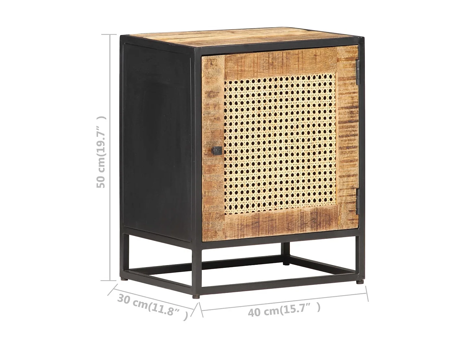 Garden Furniture -  Table de chevet 40x30x50 cm Bois de manguier et canne lle