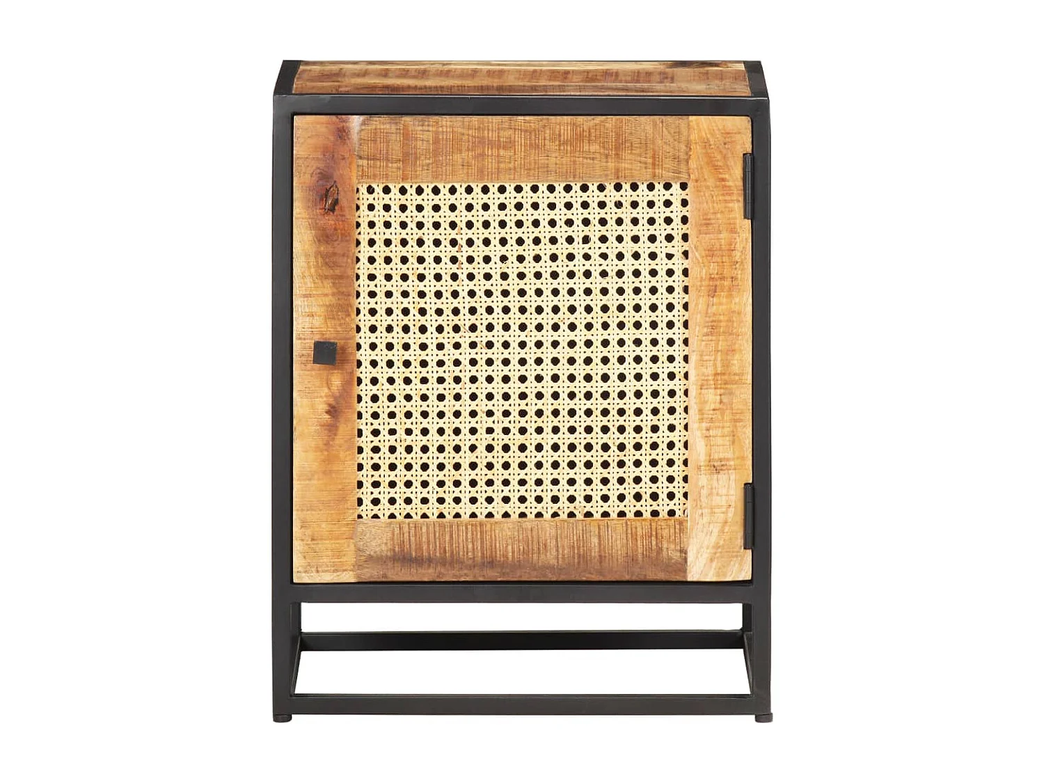 Garden Furniture -  Mesita de noche madera de mango rugosa caña natural 40x30x50cm