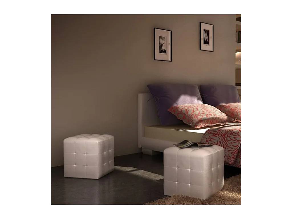 Cæcilie  Tabourets cube Blanc