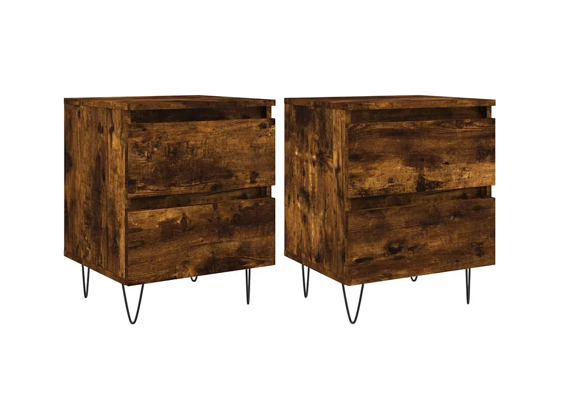 Charlie Cole  Tables de chevet 2 pcs chêne fumé 40x35x50 cm bois ingénierie