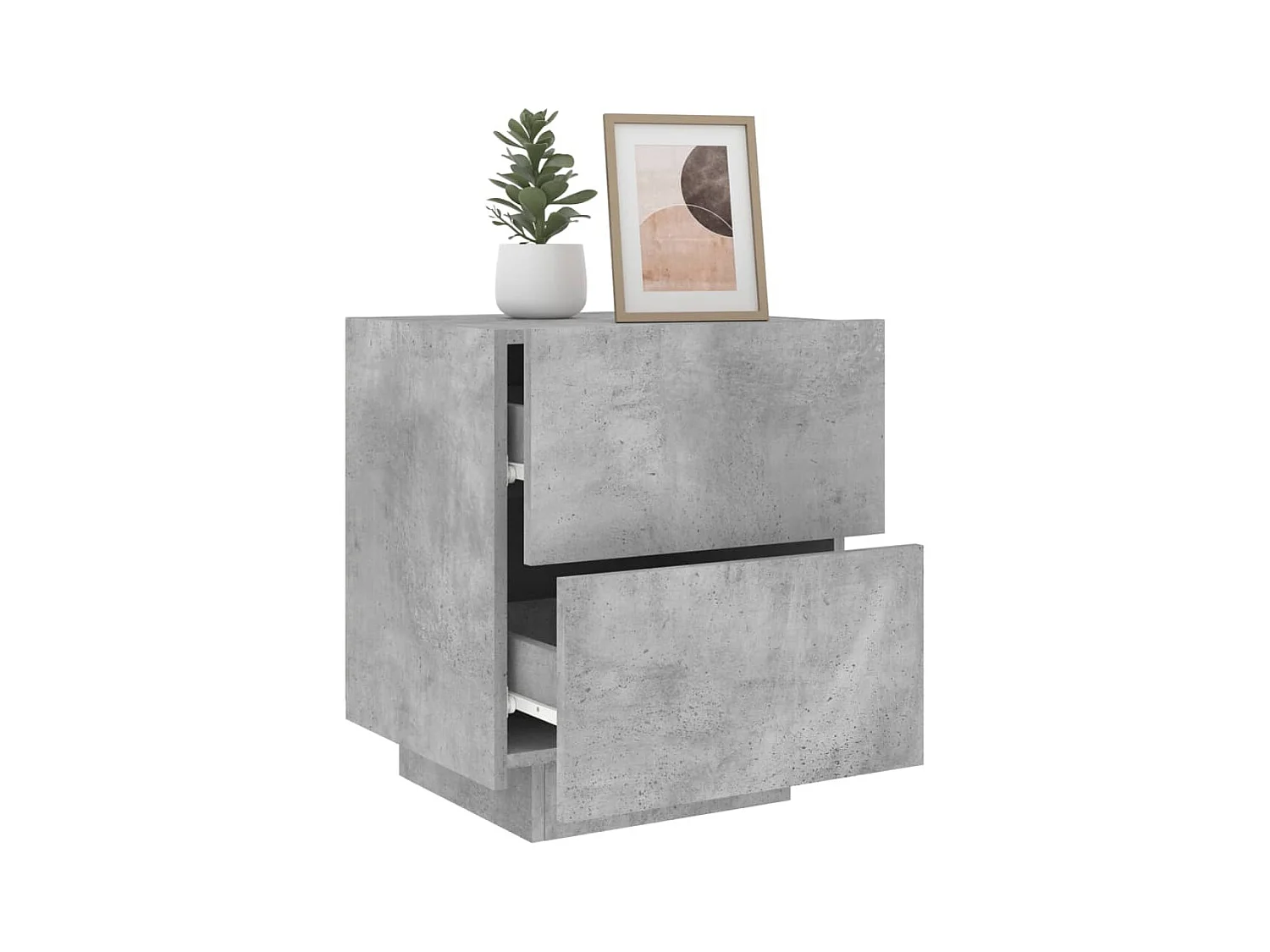 Marit Elise  Armoire de chevet et lumières LED gris béton bois d'ingénierie