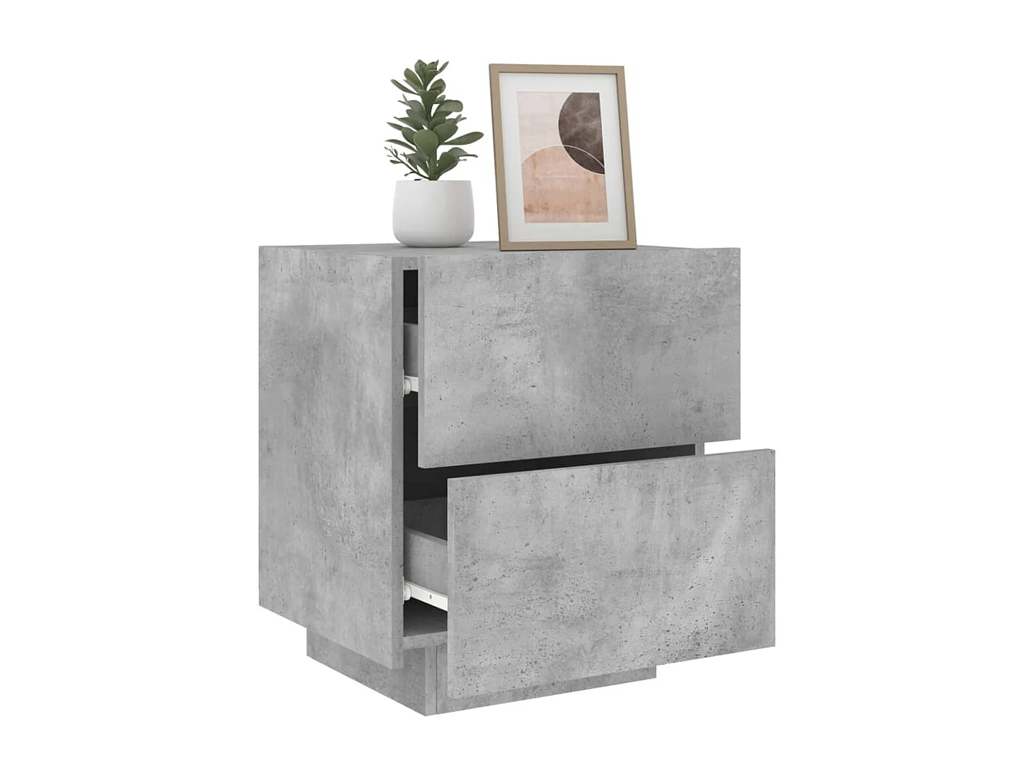 Marit Elise  Armoire de chevet et lumières LED gris béton bois d'ingénierie