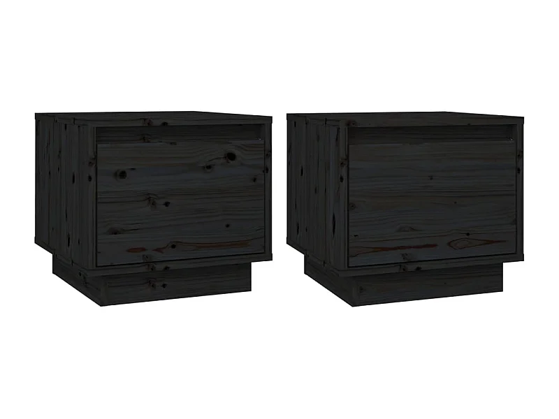 Vidgar  Comodini 2 pz Neri 35x34x32 cm in Legno Massello di Pino