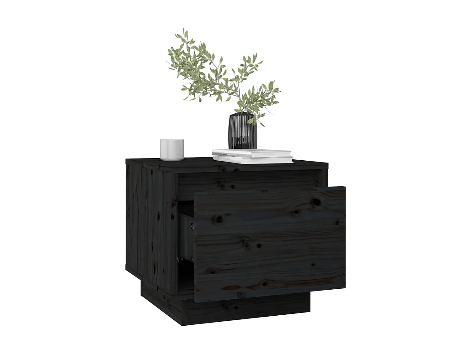 Vidgar  Tables de chevet 2 pcs Noir 35x34x32 cm Bois de pin solide