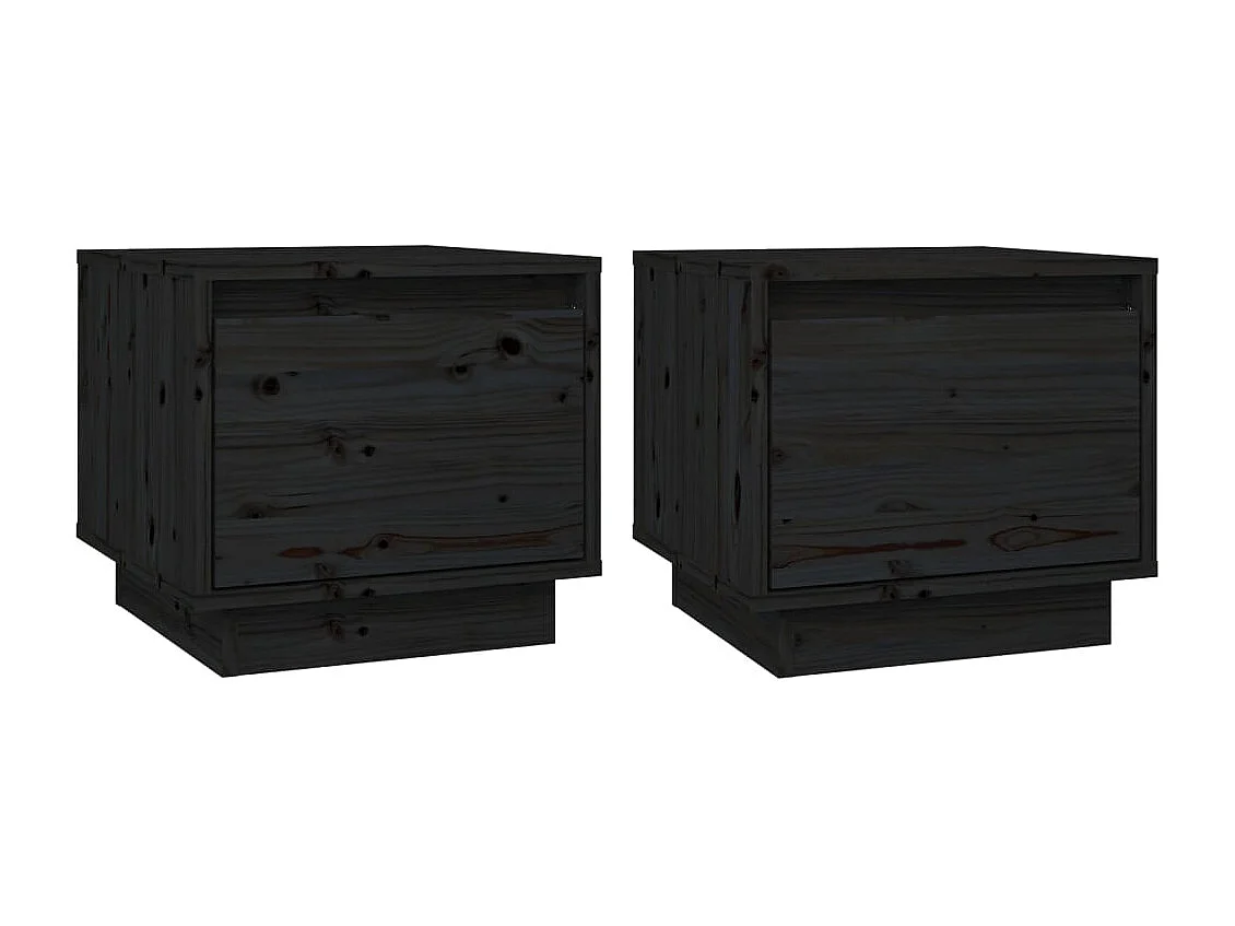 Vidgar  Tables de chevet 2 pcs Noir 35x34x32 cm Bois de pin solide