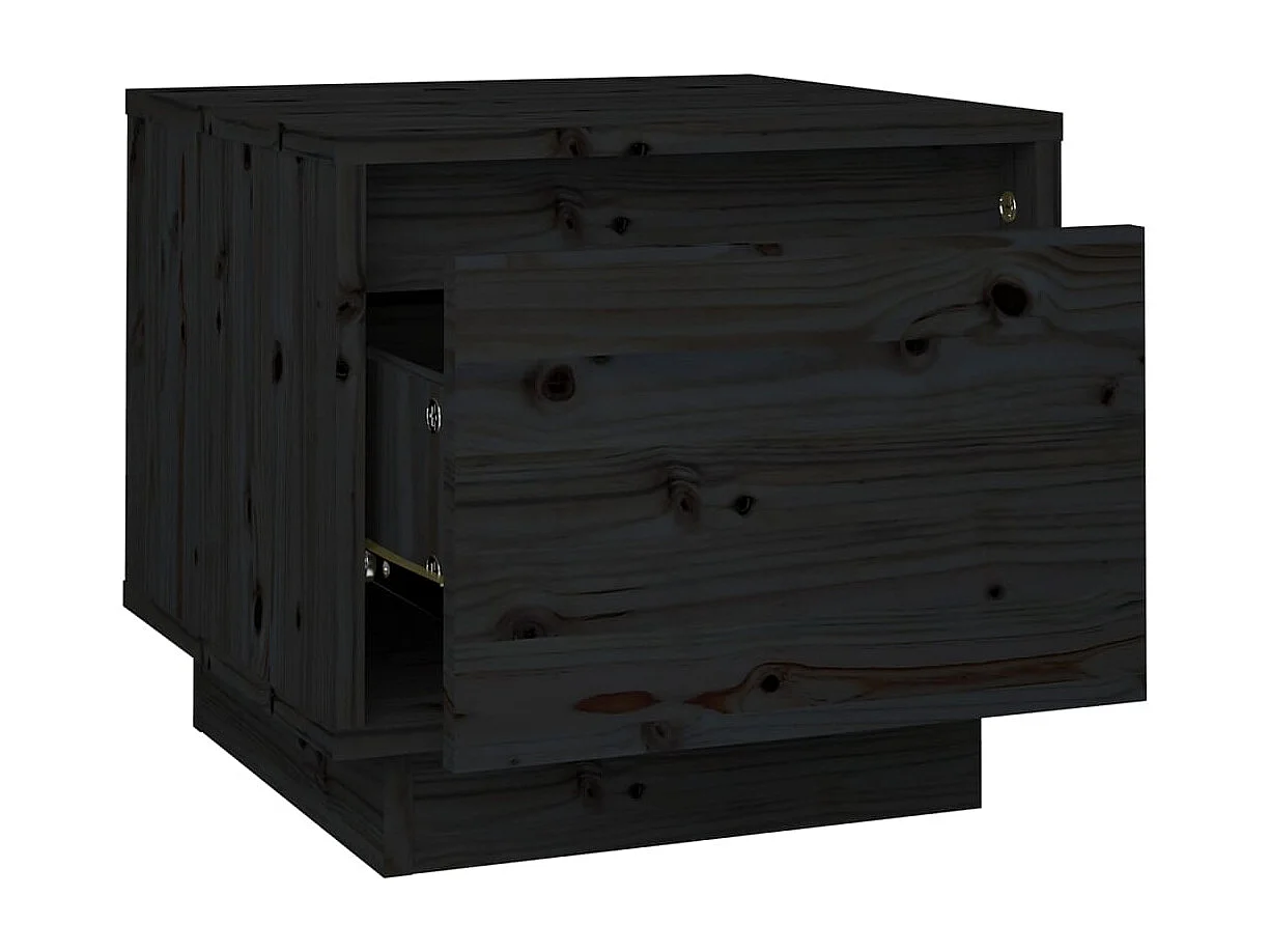 Vidgar  Tables de chevet 2 pcs Noir 35x34x32 cm Bois de pin solide