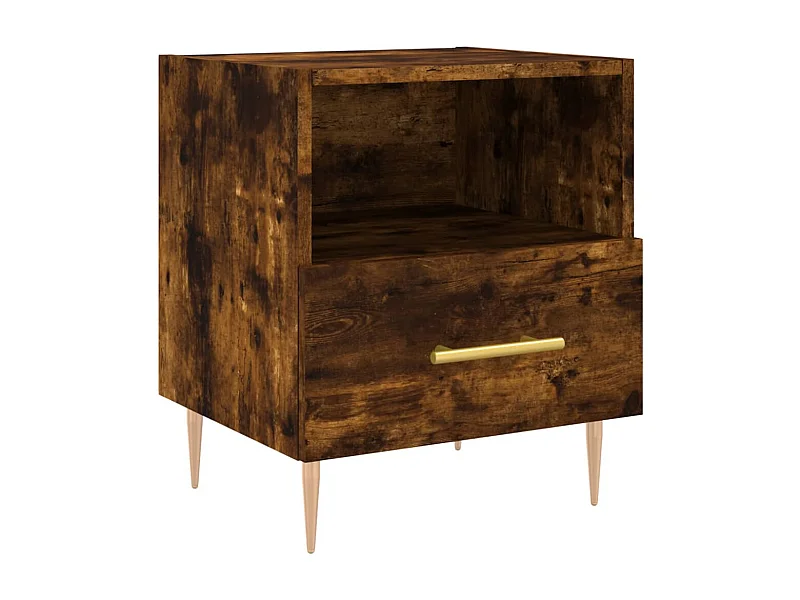Marindor  Table de chevet chêne fumé 40x35x47,5 cm bois d’ingénierie