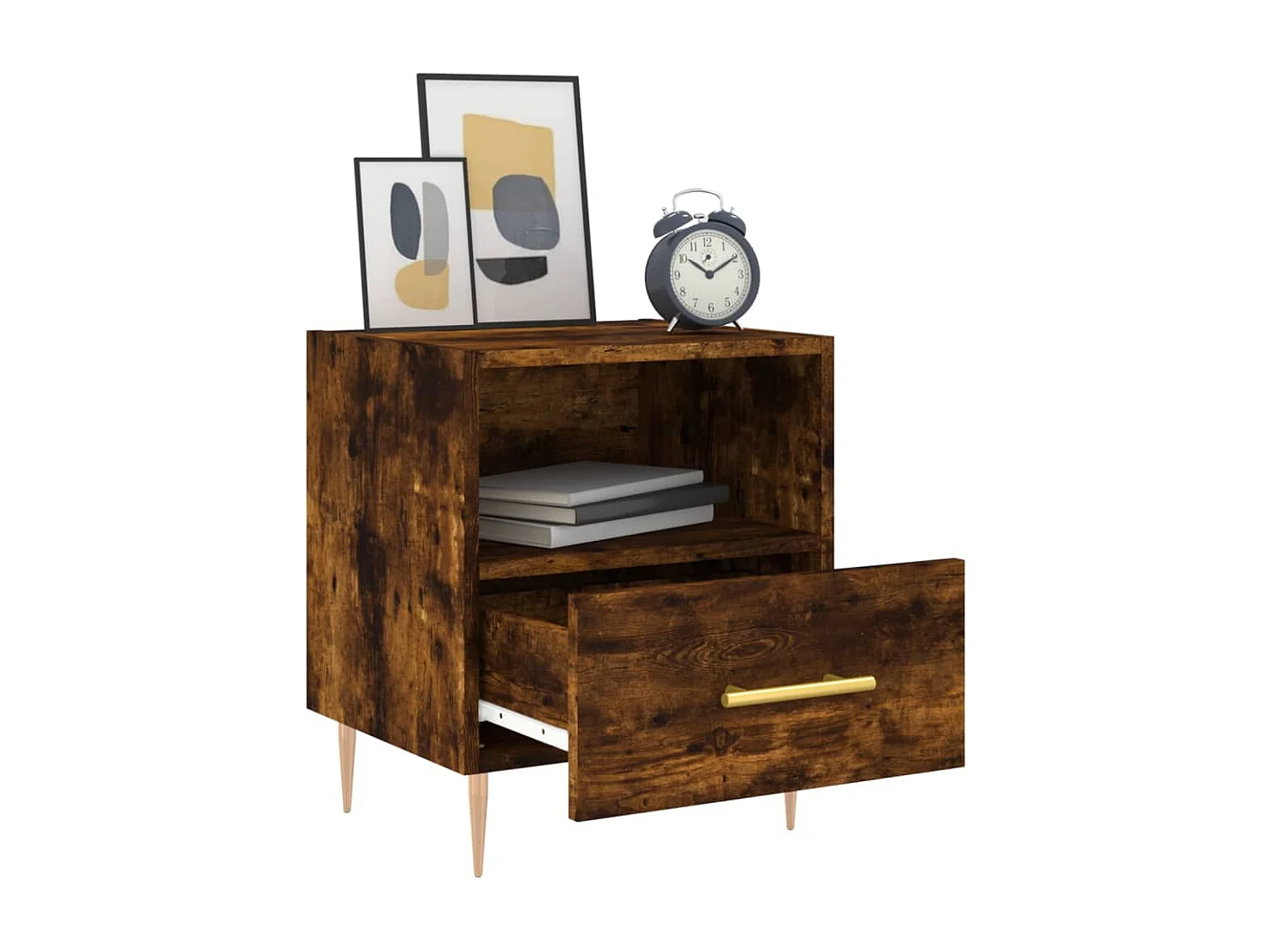 Marindor  Table de chevet chêne fumé 40x35x47,5 cm bois d’ingénierie