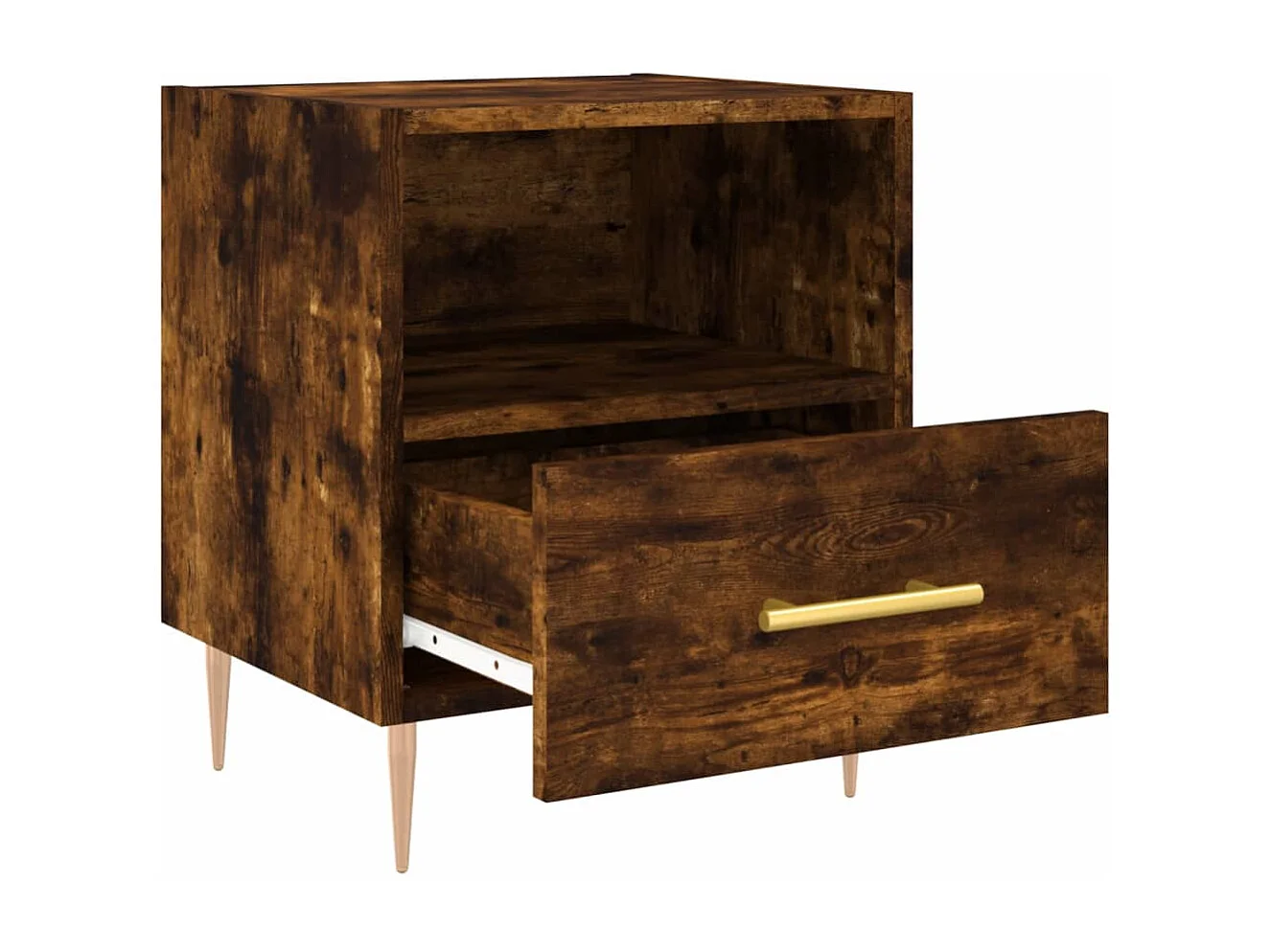 Marindor  Table de chevet chêne fumé 40x35x47,5 cm bois d’ingénierie