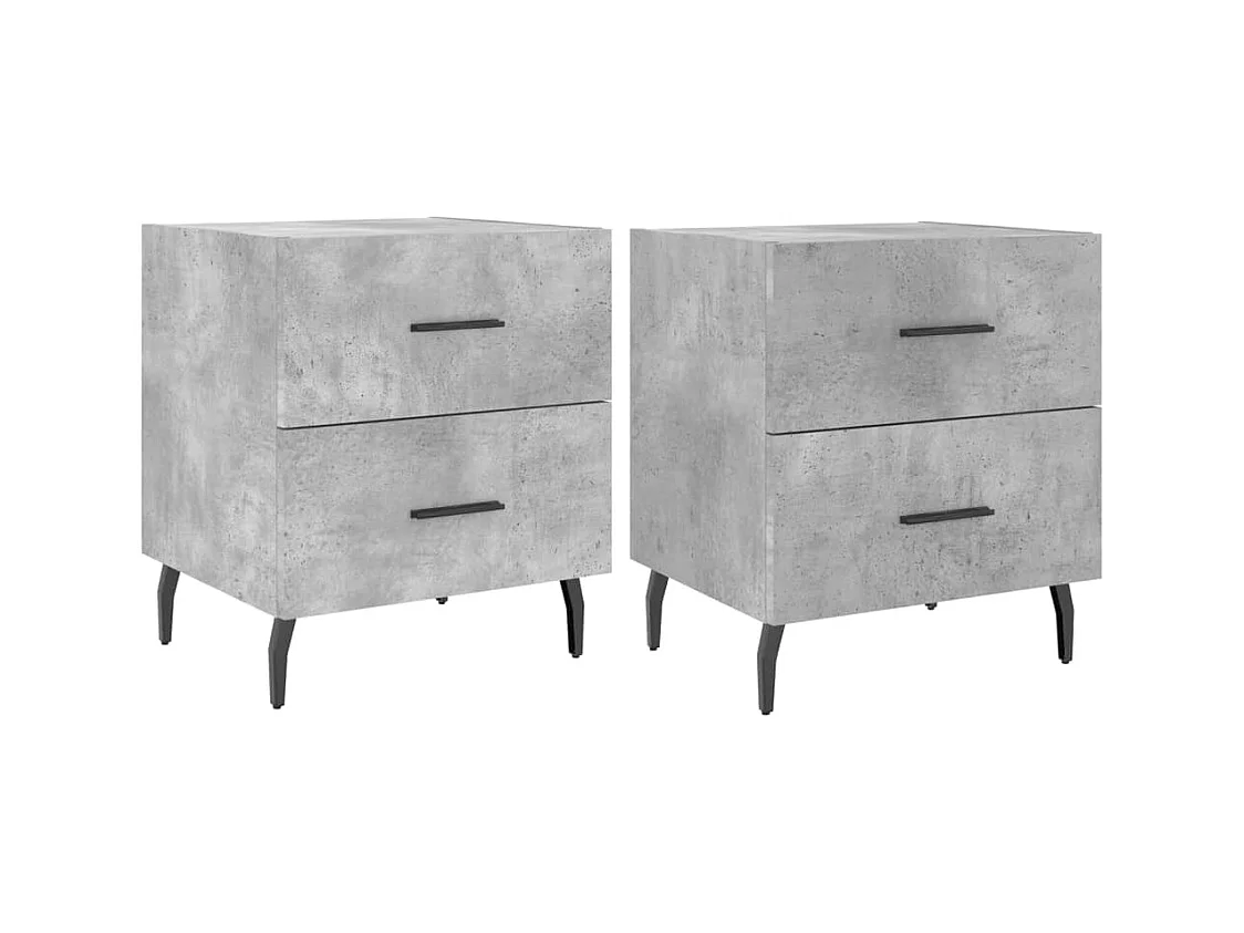 Brad John  Tables de chevet 2pcs gris béton 40x35x47,5cm bois d’ingénierie