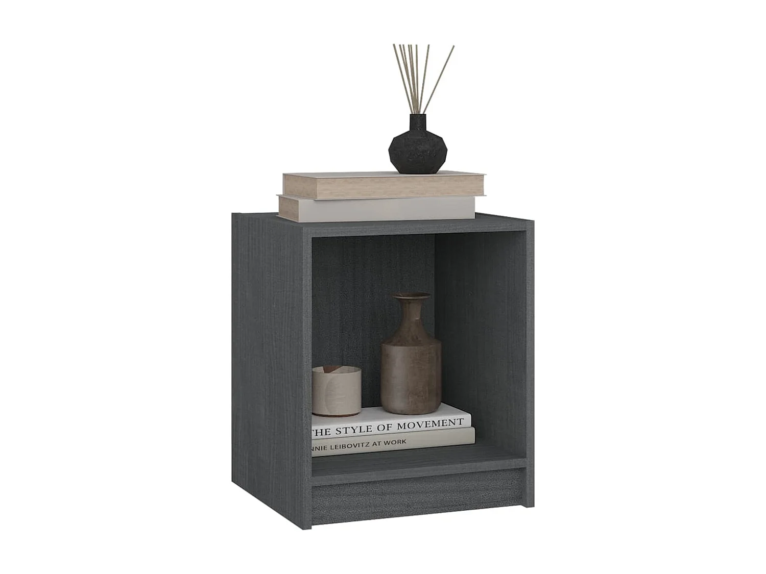 Liam Kyle  Tables de chevet 2 pcs Gris 35,5x33,5x41,5cm Bois de pin massif