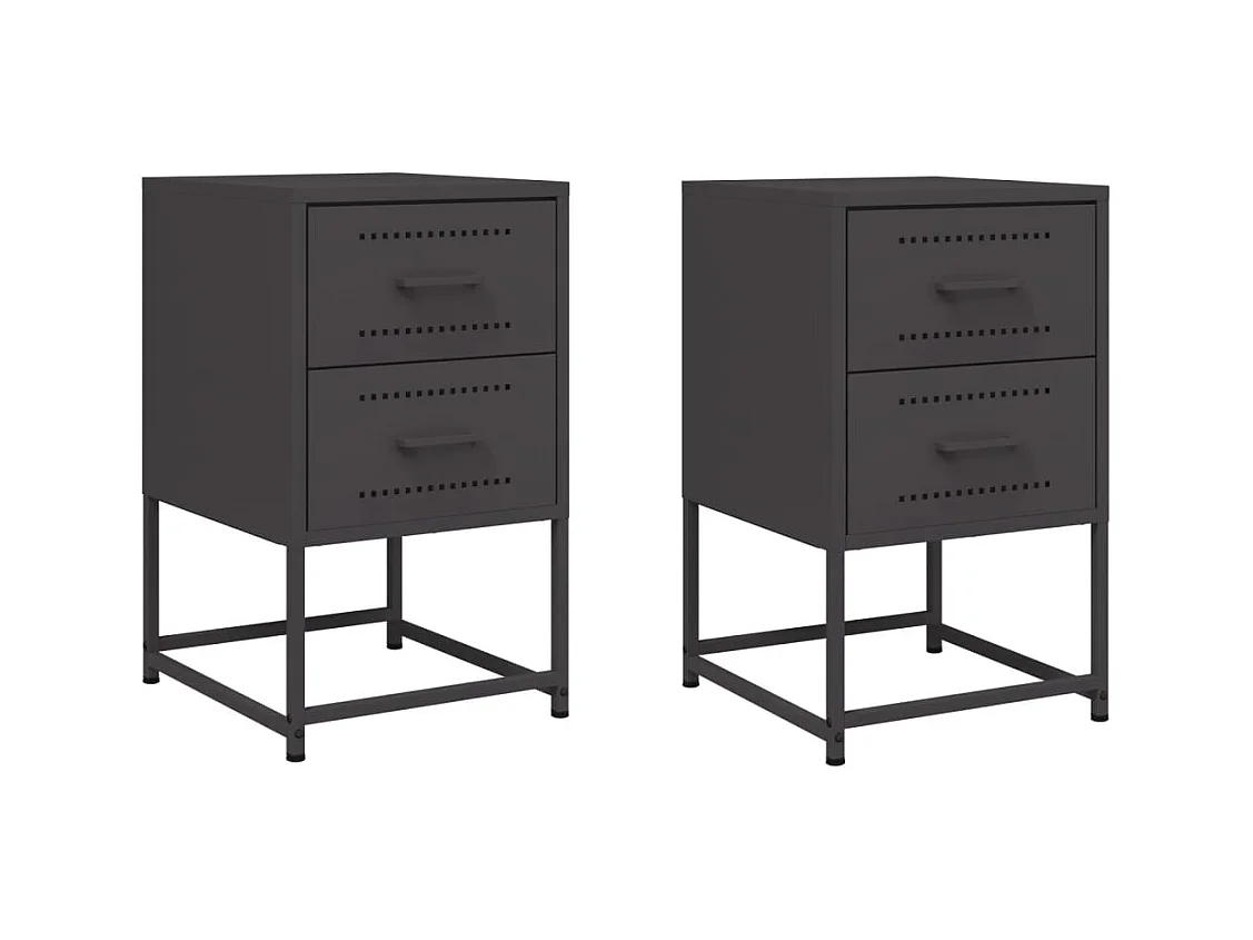 Trieste  Tables de chevet 2 pcs noir 36x39x60,5 cm acier