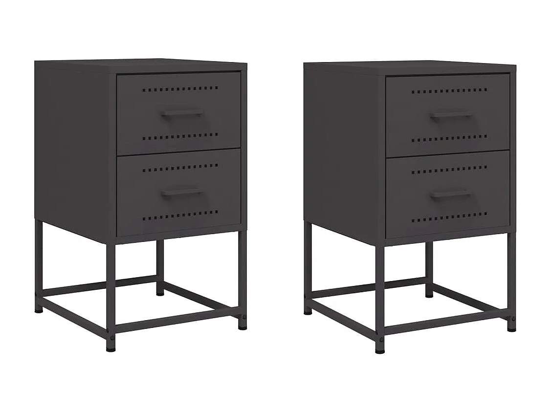 Trieste  Tables de chevet 2 pcs noir 36x39x60,5 cm acier
