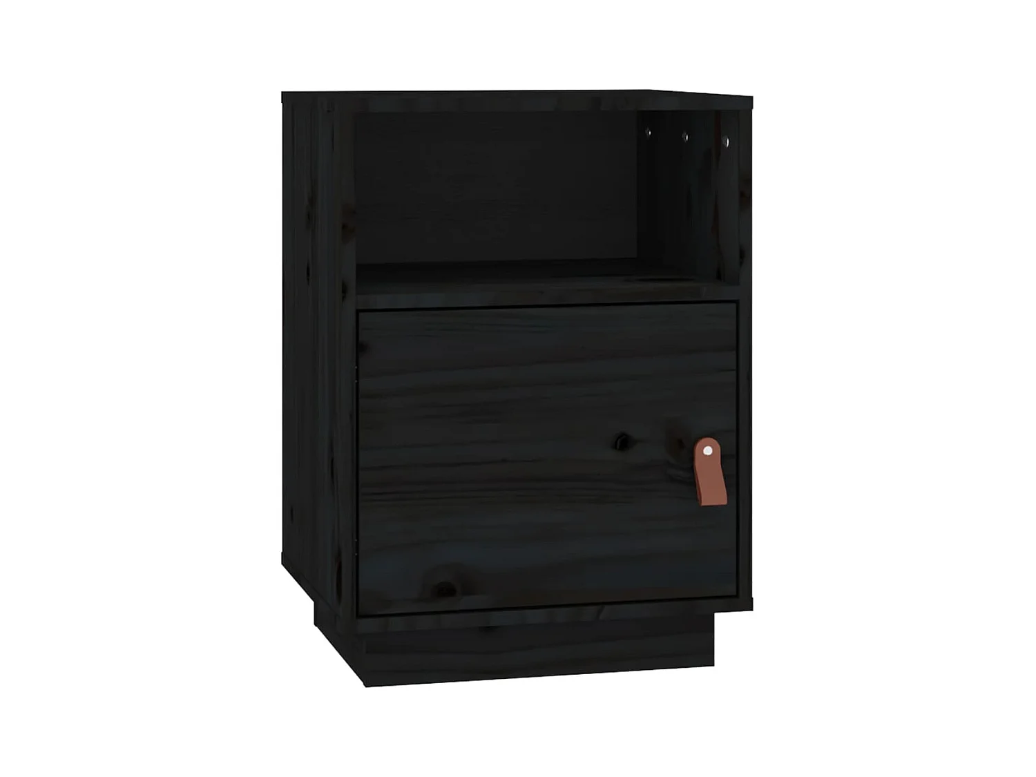Soisy-sous-Montmorency  Comodino Nero 40x34x55 cm in Legno Massello di Pino