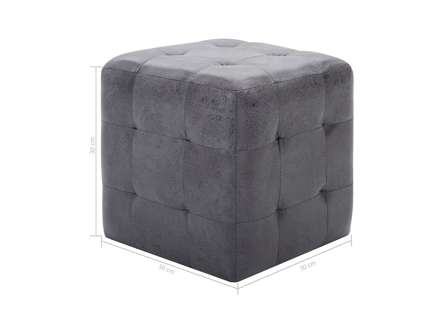 Kaldrik  2 pcs Tables de chevet Gris 30x30x30 cm Similicuir daim