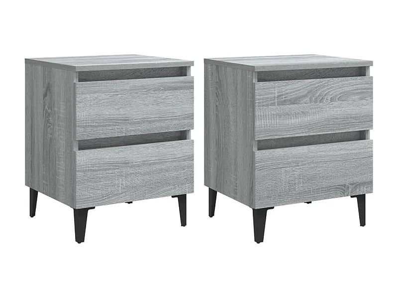 Orvieto  Tables de chevet pieds en métal 2 pcs Sonoma gris 40x35x50 cm