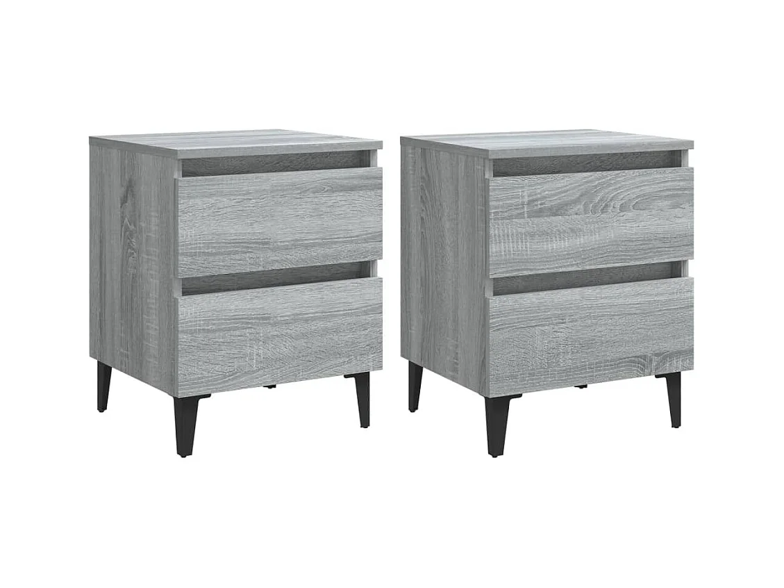 Orvieto  Tables de chevet pieds en métal 2 pcs Sonoma gris 40x35x50 cm
