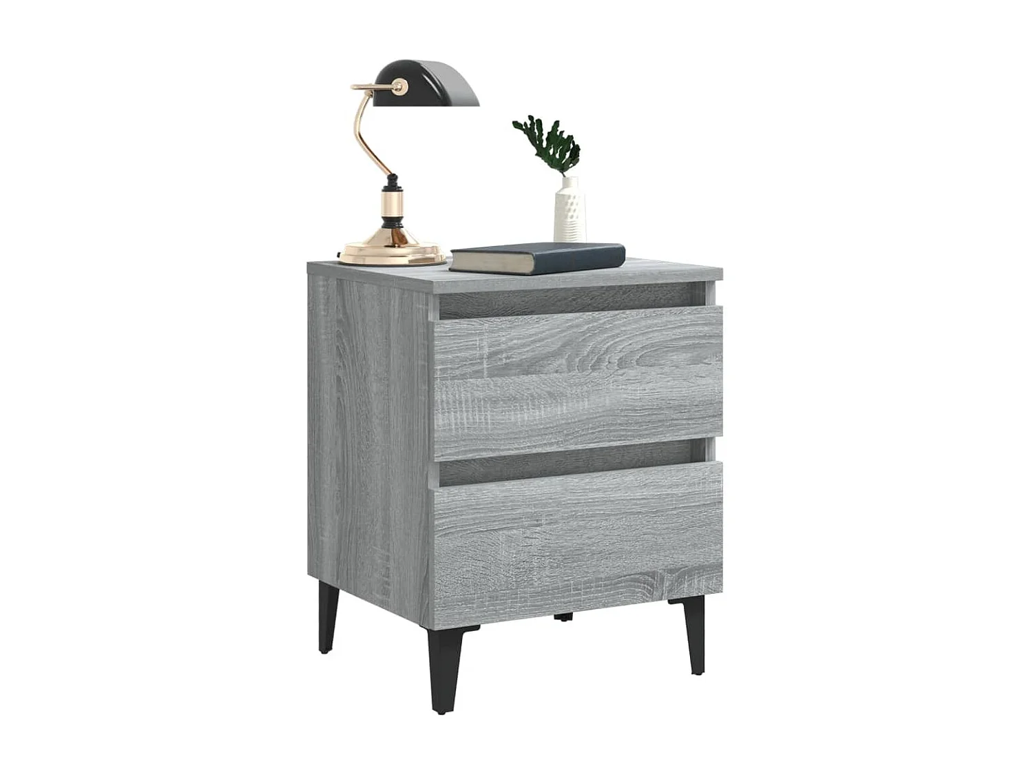 Orvieto  Mesitas de noche 2 uds patas de metal gris Sonoma 40x35x50 cm