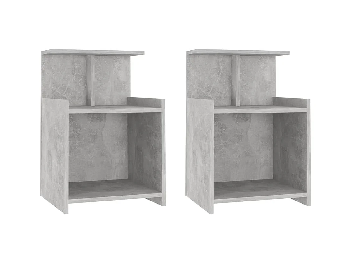 Chad  Tables de chevet 2 pcs Gris béton 40x35x60 cm Aggloméré