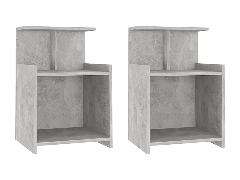 Chad  Tables de chevet 2 pcs Gris béton 40x35x60 cm Aggloméré