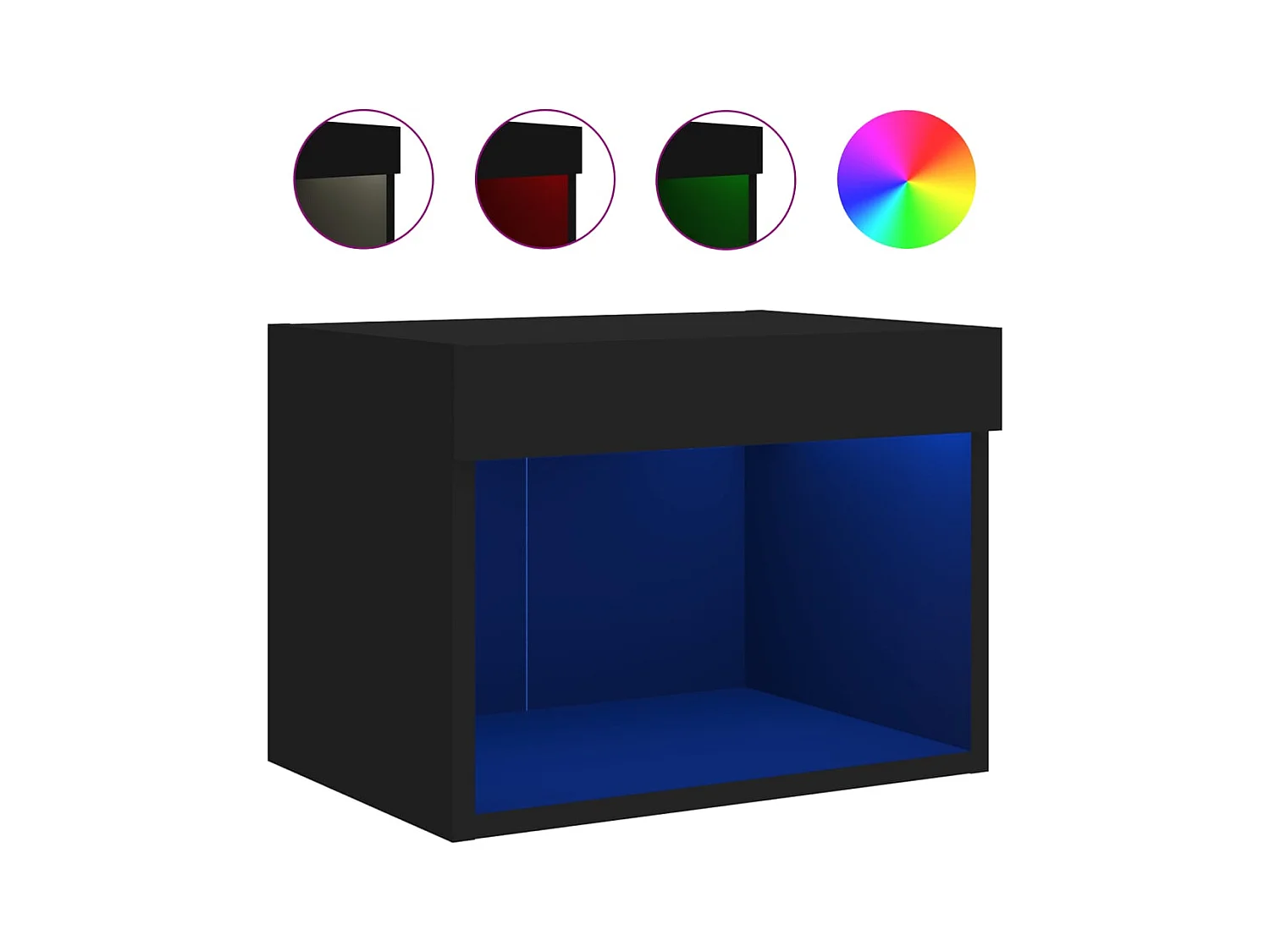 Mano  Table de chevet murale avec lumières LED noir