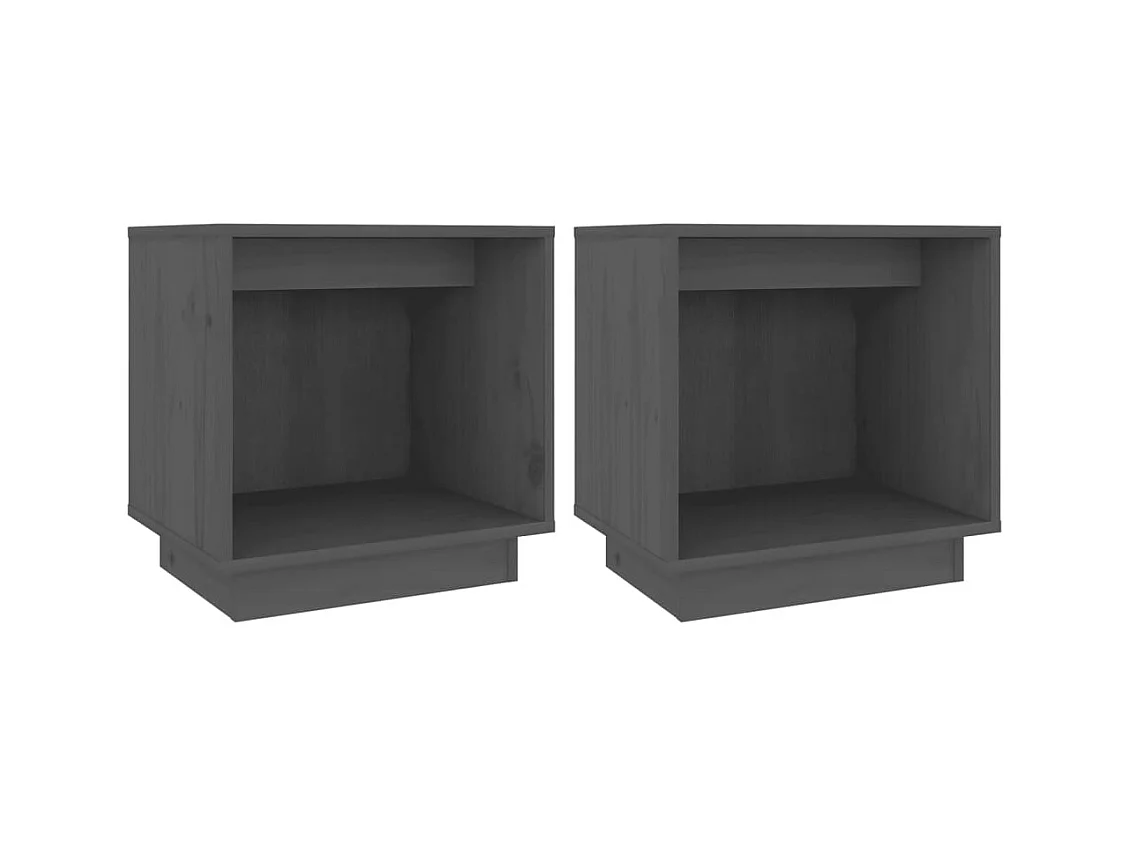 Kani  Tables de chevet 2 pcs Gris 40x30x40 cm Bois de pin solide
