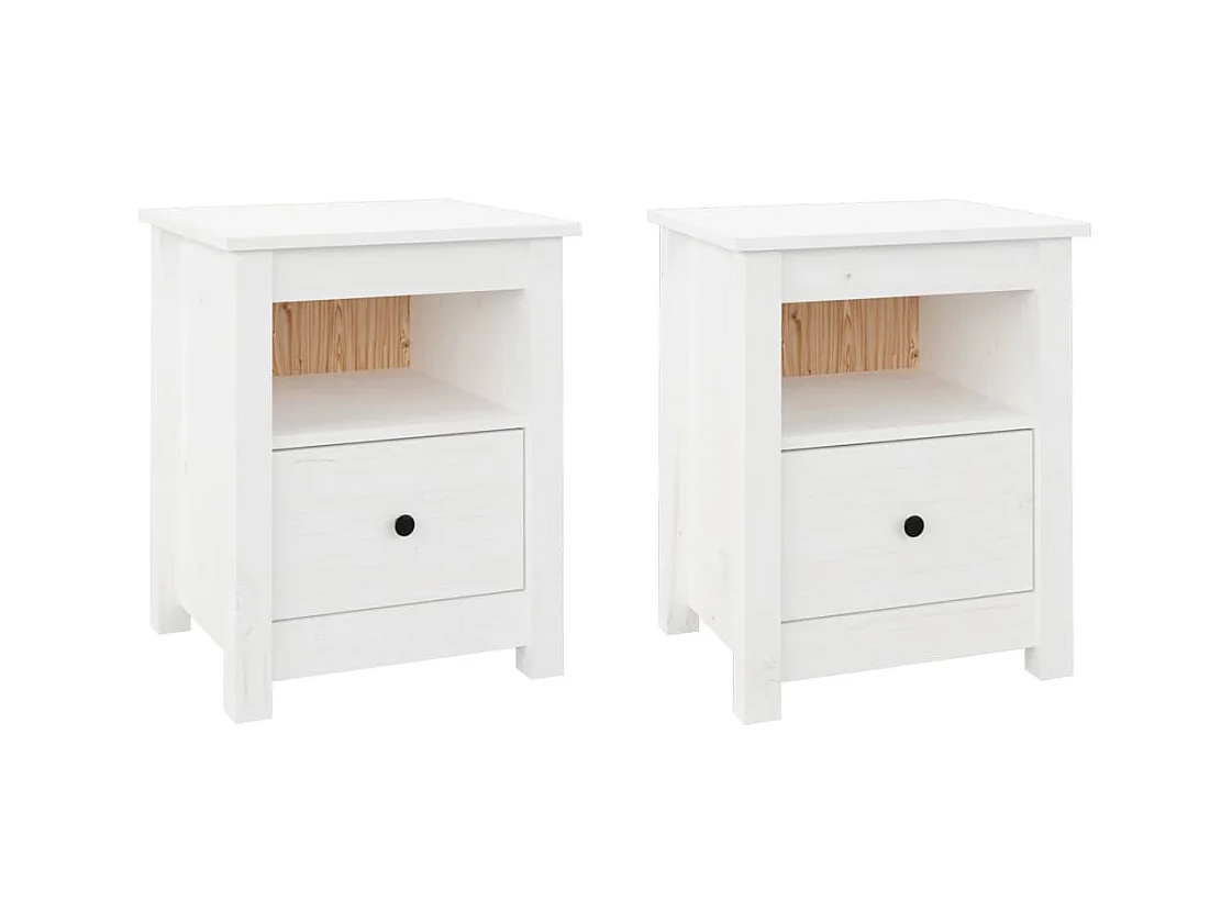 Aldino  Tables de chevet 2 pcs Blanc 40x35x49 cm Bois de pin massif