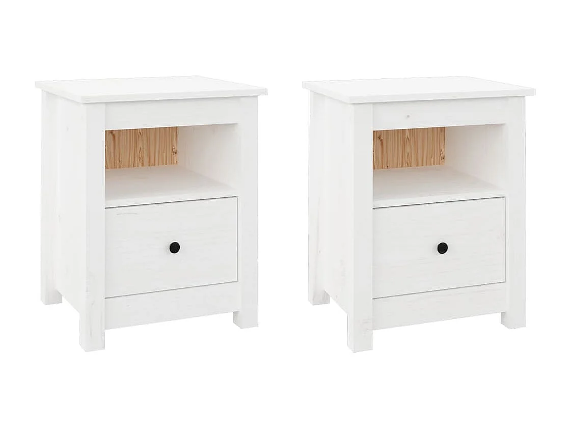 Aldino  Nachtkastjes 2 st 40x35x49 cm massief grenenhout wit