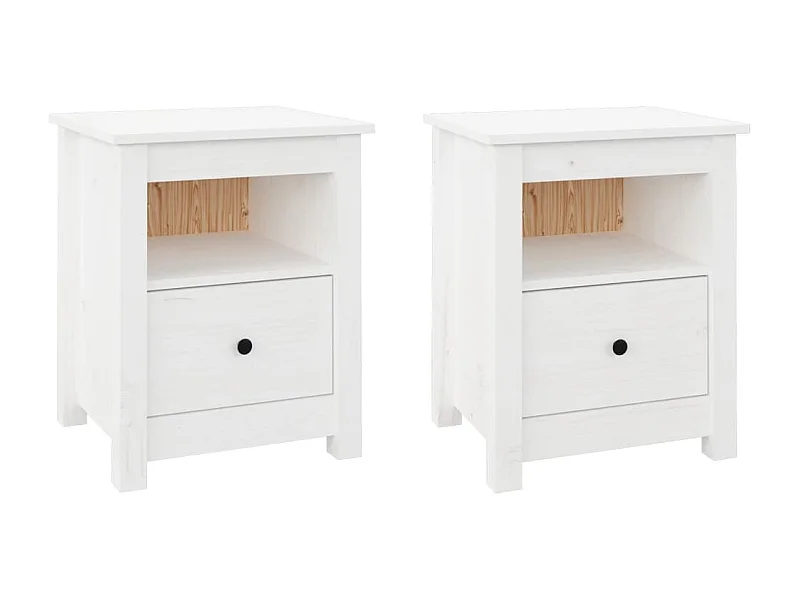Aldino  Tables de chevet 2 pcs Blanc 40x35x49 cm Bois de pin massif