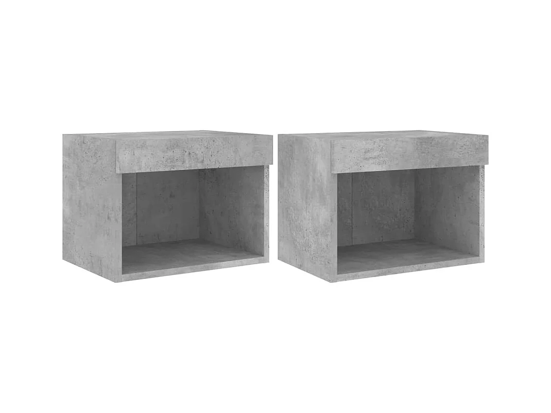 Mano  Tables de chevet murales avec lumières LED 2 pcs gris béton